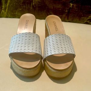Chanel leather wedges